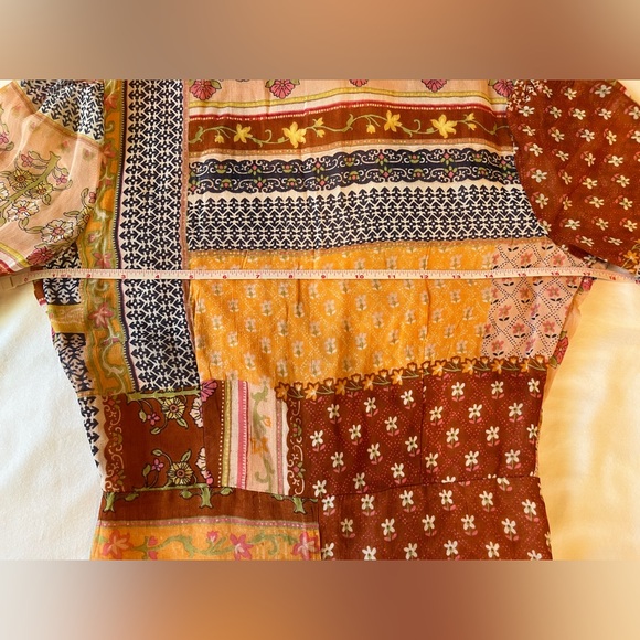 RAGA Anthropologie Maxi Length Duster Button Top Size XS NWT Orange Multi Print - Picture 5 of 7